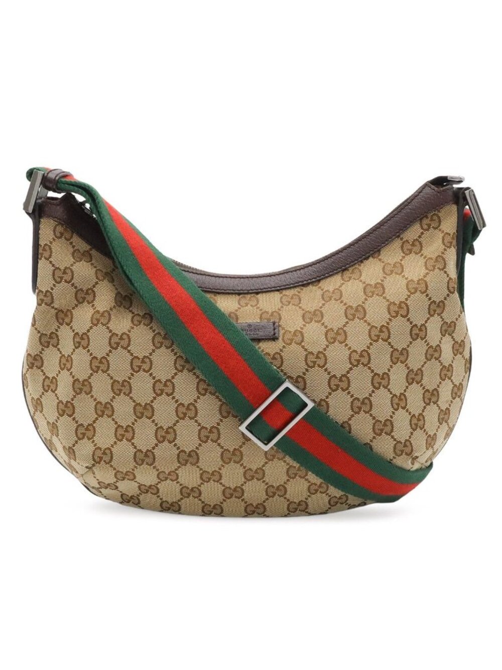 Gucci GG Canvas Sherry Line Shoulder Bag Crossbody Leather Khaki Beige Brown